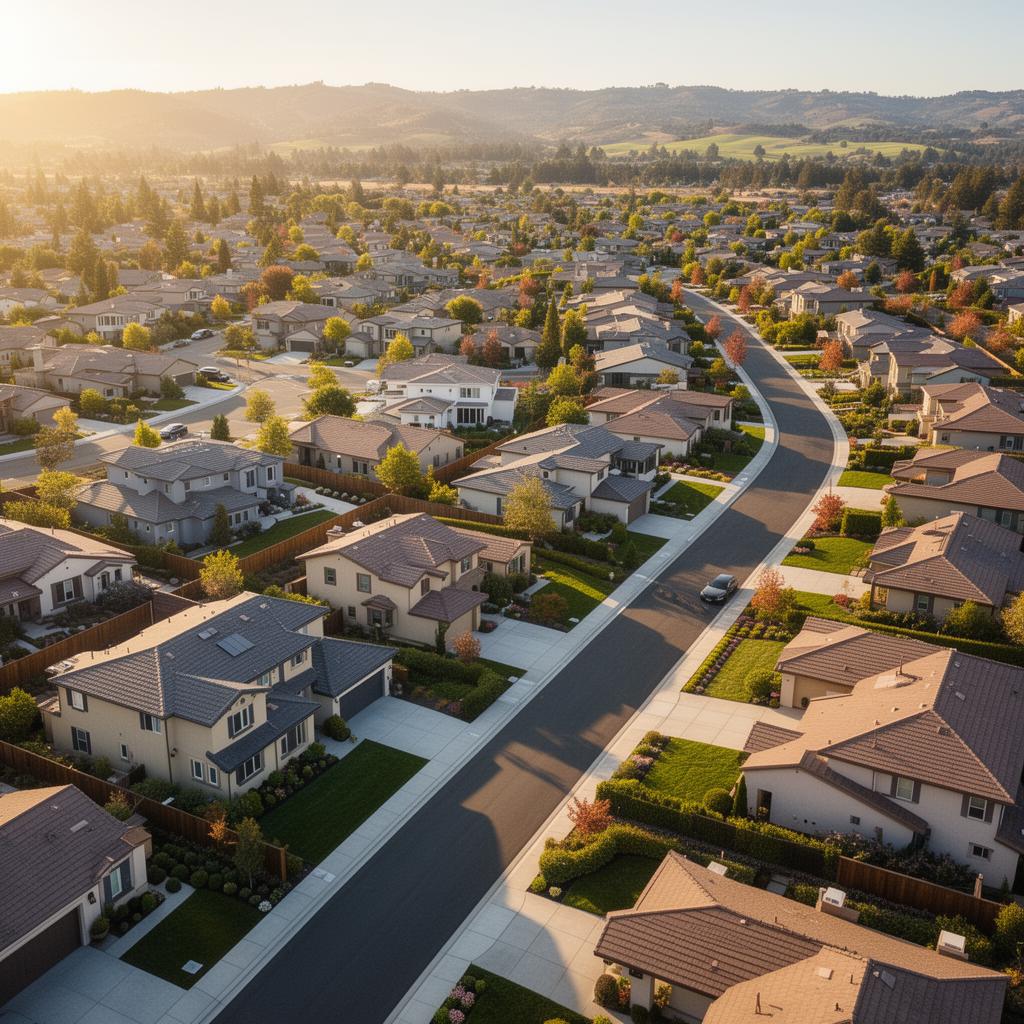 Tree-lined suburban neighborhood and community parks in Rohnert Park, Sonoma County
